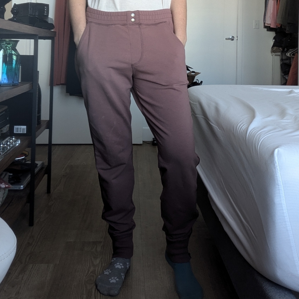Mauve Sweatpants with Bottom Zipper